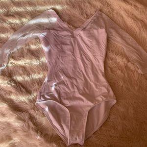 White 3/4 Detailed Sleeve Mesh Leotard